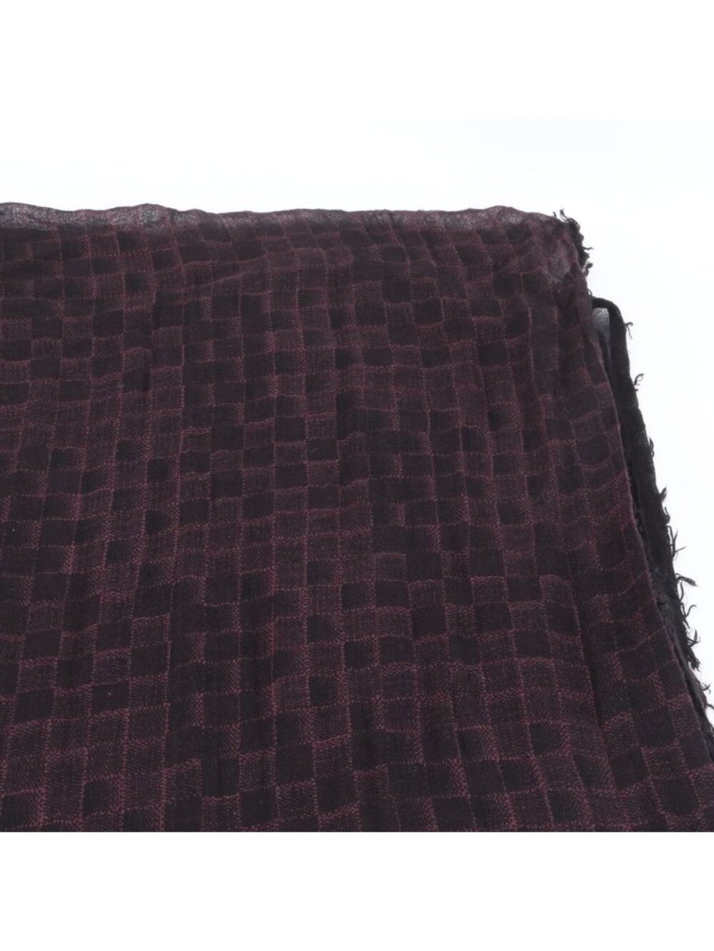 Louis Vuitton Damier Cashmere Silk Large Shawl Fringe Black Ree Scarf - Picture 3 of 6